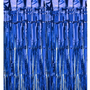 Unique Bargains Wedding Birthday Party Decoration Foil Fringe Backdrop Curtain 2 Pcs - 1 of 4