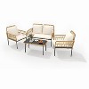 4-Piece Wicker Patio Set – Rattan Bistro Set with Waterproof Cushions, Loveseat, 2 Armchairs & Glass Table - 2 of 4
