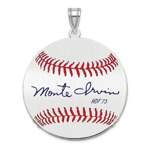Black Bow Jewelry Sterling Silver Monte Irvin Signature LG Enamel Baseball Pendant - 1 of 4