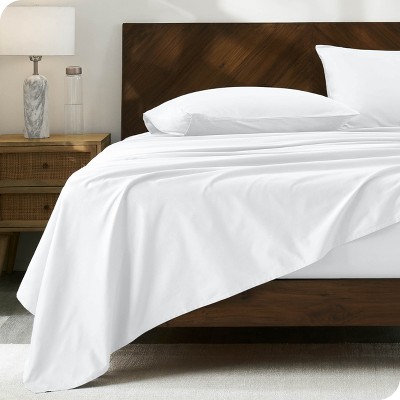 Organic Cotton White Percale Split King Sheet Set