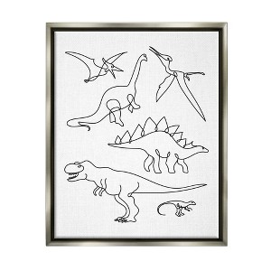 Kids' Wall Art by Melissa Wang Various Dinosaurs Outline Doodles Gray Framed Kids' Floater Canvas - Stupell Industries - 1 of 4