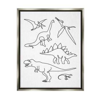 Kids' Wall Art by Melissa Wang Various Dinosaurs Outline Doodles Gray Framed Kids' Floater Canvas - Stupell Industries