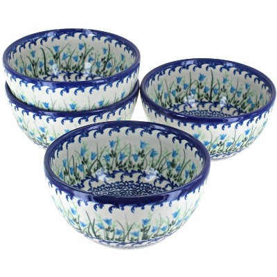 Blue Rose Polish Pottery Misty 4 PC Dessert Bowl Set