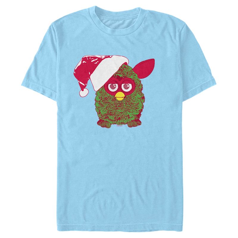 Men's Furby Christmas Furry Green Santa T-Shirt, 1 of 5