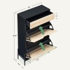 Shoe Storage Cabinet with 2 Flip Drawers, Natural Rattan Shoe Organizer with Metal Legs and Adjustable Shelf - 2 of 4