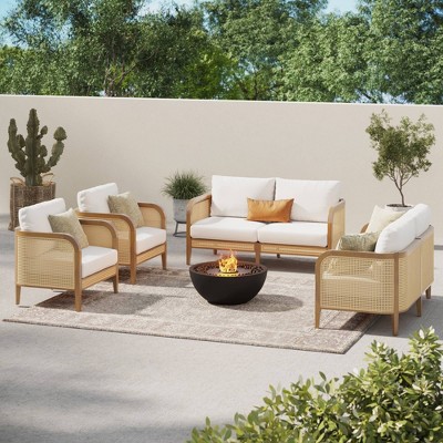 Nathan James 4pc Twila Wood Outdoor Patio Conversation Set White