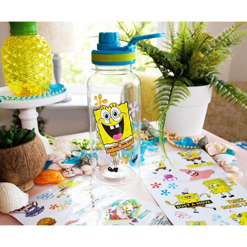 Silver Buffalo SpongeBob SquarePants Happy Laugh Flowers Twist Spout Water Bottle & Sticker Set, 4 of 7