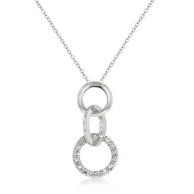 ShineHigh Goldtone & Rhodium Finish Triplet Hooplet Pendant Necklaces – Interlocking Drop Design with Cubic Zirconia Accents, 16"+2" Chain