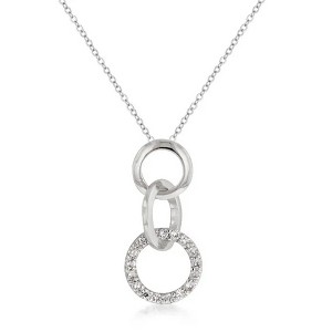 ShineHigh Goldtone & Rhodium Finish Triplet Hooplet Pendant Necklaces – Interlocking Drop Design with Cubic Zirconia Accents, 16"+2" Chain - 1 of 1