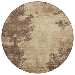 Brown And Taupe Abstract Washable Indoor Outdoor Area Rug - 1 of 4
