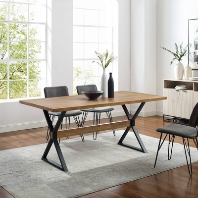 71" Venna Industrial Farmhouse X Leg Trestle Dining Table Reclaimed Barnwood - Saracina Home