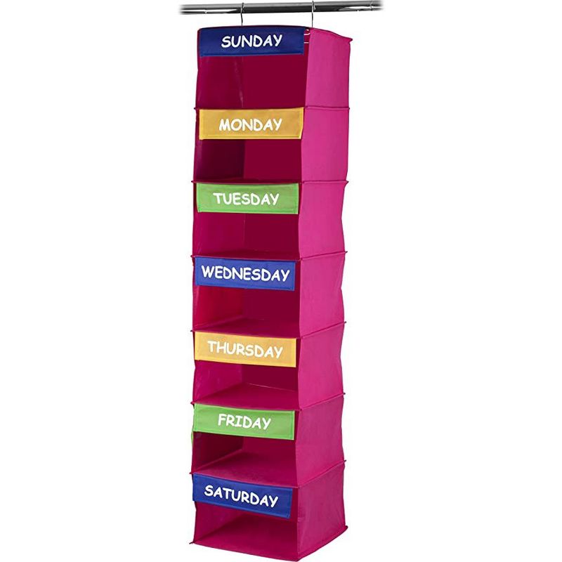 Kids Closet Organizer - Daily Activity Kids Hanging Rack - 7 Shelf Storage Portable Cloth Organizer for Closet Solutions - Homeitusa, 2 of 6