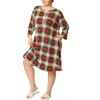 Agnes Orinda Women's Plus Size Comfortable Plaid V-Neck Lounge Nightgowns - 2 of 4