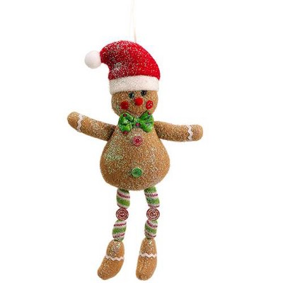 Allstate Floral 9.5" Festive Gingerbread Kisses Cookie Man Christmas Ornament