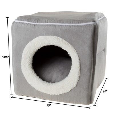 Gray Microfiber Foam Small Enclosed Cat Bed