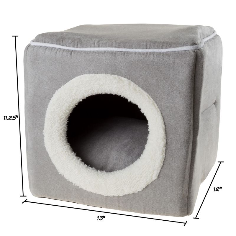 Pet Adobe Cat Pet Bed Cave With Removable Cushion - For Large Cats/Small Dogs, 13" x 12" x 11.25", Gray, 5 of 8