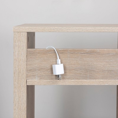 Coastal Oak Modern Farmhouse Nightstand with Storage Compartments