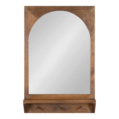 Andover Arched Mango Wood Mirror with Display Shelf and Hooks
