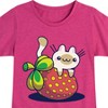 Girls' - Instant Message - Kawaii Cat with Strawberry Fitted Short Sleeve Graphic T-Shirt - 2 of 4