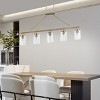 BAOURE 45in Gold 5-light Linear Chandelier with Textured Glass Shades Adjustable Hanging Pendant Light for Dining Room, Kitchen Island - 3 of 4