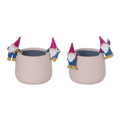 Transpac Resin Garden Gnome Pot Hanger Set of 4 Spring Home Decorations