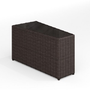 Martha Stewart Bedford Indoor-Outdoor Tapered Patio Side Table with Inset Tempered Glass Top in Rattan Wicker - 1 of 4
