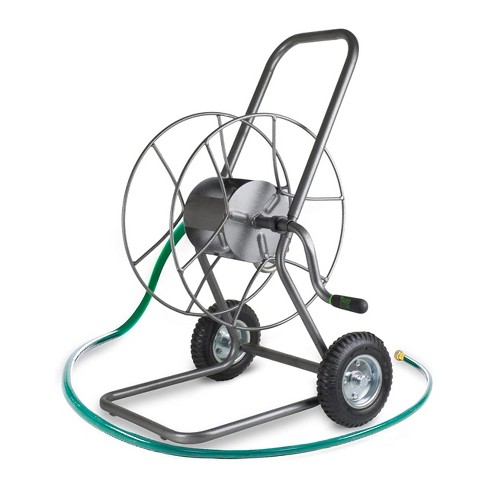 Portable Hose Pipe Reel，Garden Hose Reel Cart with 2 Wheels, Hose and  Handle, Portable Water Hoses Carts Metal Handle for Yard, Lawn, Farm, Patio  (Size : with 60m Hose) : : Patio