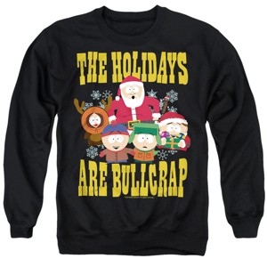 Men's Christmas The Holidays Are Bullcrap Santa And The Boys Crewneck Sweatshirt - 1 of 4