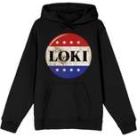 Red White And Blue Loki Button Men's Black Graphic Packaged Hoodie