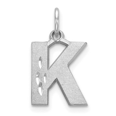 Black Bow Jewelry 14k White Gold, Julia Collection, Small Satin Block Initial K Pendant