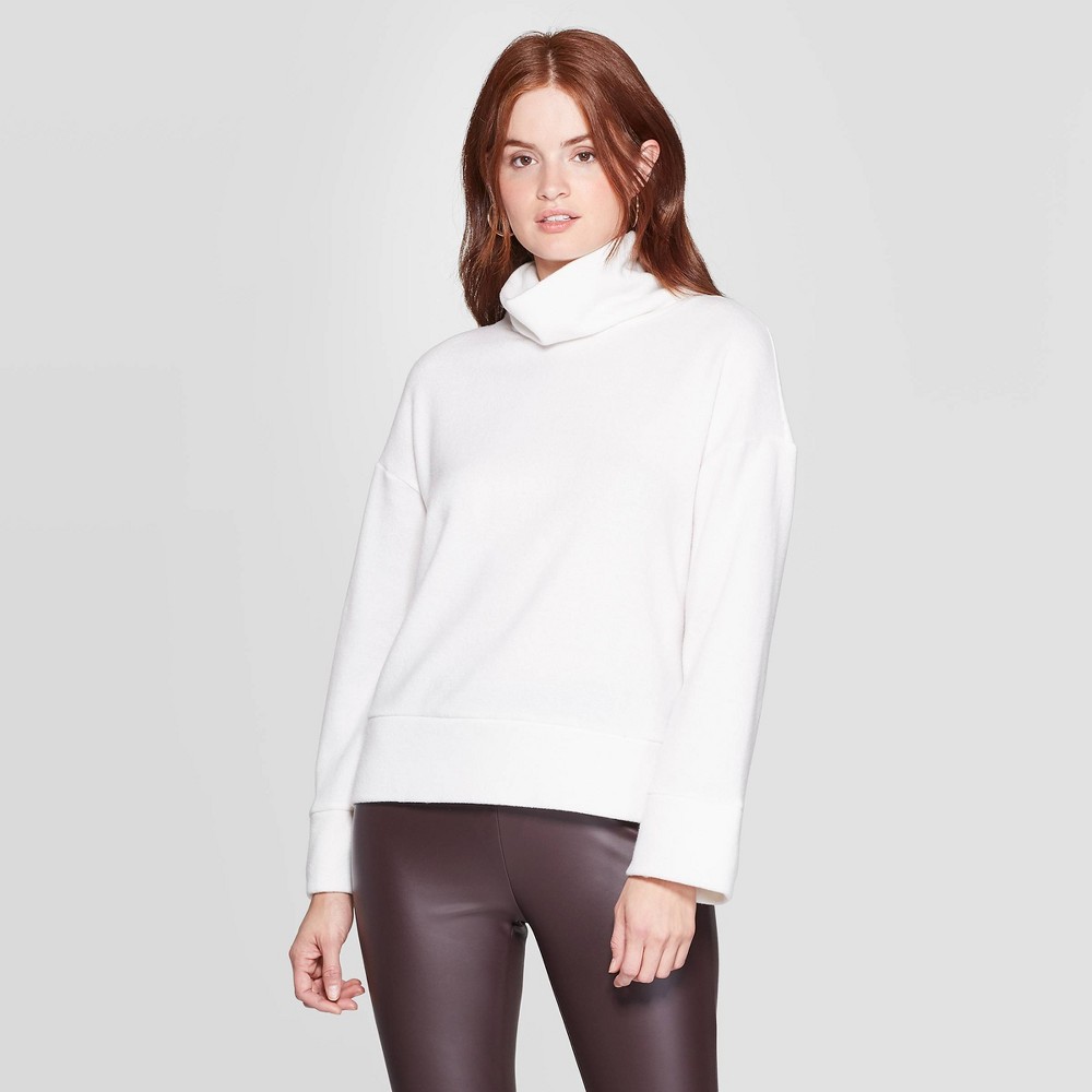 Women's Turtleneck Cozy Pullover - A New Day Cream XL, Ivory was $27.99 now $19.59 (30.0% off)