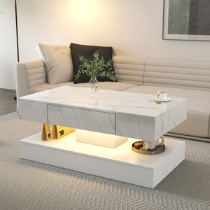 Modern LED Coffee Table with Drawer Storage,39" Rectangular Center Table for Living Room-Baofuwish - 1 of 4