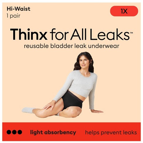 Thinx for All Leaks Women's Sensory Friendly Light Absorbency Hi-Waisted Bladder Leak Underwear - Black - 1X - image 1 of 4