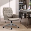 Vinsetto Modern Mid-Back Tufted Velvet Fabric Home Office Desk Chair with Adjustable Height, Swivel Adjustable Task Chair with 
Armrests, Light Gray - 3 of 4