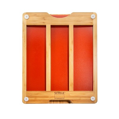 Bamboo Cutting Board with Color-Coded Flexible Mats Set