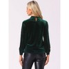 Allegra K Women's Velvet Stand Collar Long Sleeve Elegant Casual Blouse - 3 of 4