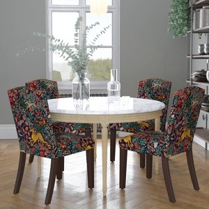 Skyline Furniture Ayala Nail Button Patterned Dining Chair Frolic Navy: Upholstered Linen-Cotton Blend, Camel Back Design, Tapered Wooden Legs - 1 of 4