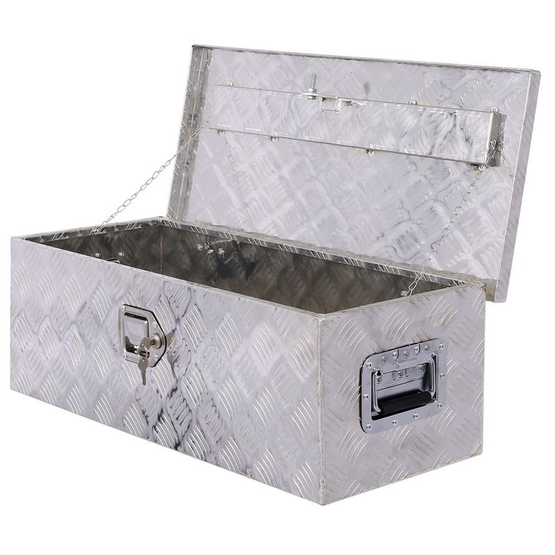 30 Inch Truck Tool Box, Aluminum Truck Under Bed Toolbox Waterproof Storage Truck Tools Chest Box with Side Handle Lock Keys,Silver, 2 of 7