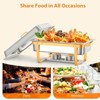 Chafing Dish for Buffet Set, 8 QT Chafers and Buffet Warmers Sets with Folding Frame, Spoon & Tweezer for Weddings  Banquets Catering Events, Gold - 2 of 4