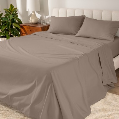 260 Thread Count Organic Cotton Percale Bed Sheet Set by Bare Home