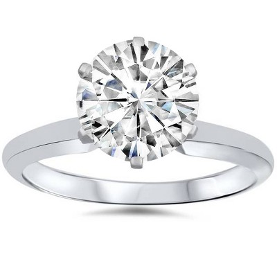 Pompeii3 1ct Solitaire Moissanite Engagement Ring Round Brilliant 14k White Gold