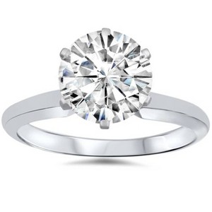 Pompeii3 VVS 3ct Solitaire Moissanite Engagement Ring Round Brilliant 14k White Gold - 1 of 3