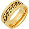 Steeltime Men's stainless steel cuban chain inlay and greek key accents band ring. Color Options: Silver, Gold. Size 9-12 - 2 of 4