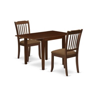HomeStock 3-Piece Mahogany Finish Solid Wood Top Dining Table Set - 1 of 4