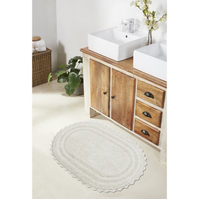 Lilly Crochet 100% Cotton Tufted Reversible Bath Rug, Super Absorbent & Machine Washable Bathroom Mat Perfect for Shower and Tub Use