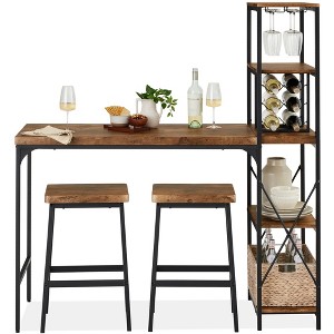 Best Choice Products 3-Piece Bar Height Dining Set w/ Bottle Rack, Glass Storage, 5 Shelves - 1 of 4