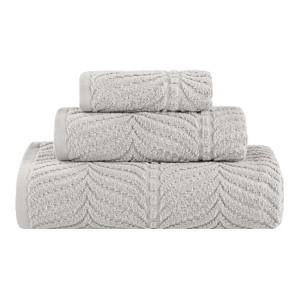 Chevron Zero Twist Cotton Solid and Jacquard Hand Towel Set of 6 by Blue Nile Mills - 1 of 4