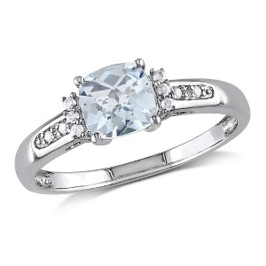 EVERLY JEWELRY | Sterling Silver 0.05 CT Diamond TW And 4/5 CT TGW Aquamarine Fashion Ring - 1 of 4
