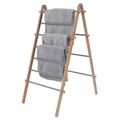 INNOKA Wooden Clothes Drying Rack, Folding Towel Ladder Stand for Laundry, Bathroom,   Indoor, Foldable, 22 x 27 x 42 in.