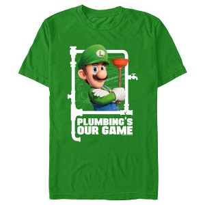 Men's The Super Mario Bros. Movie Luigi Plumbing's Our Game T-Shirt - 1 of 4